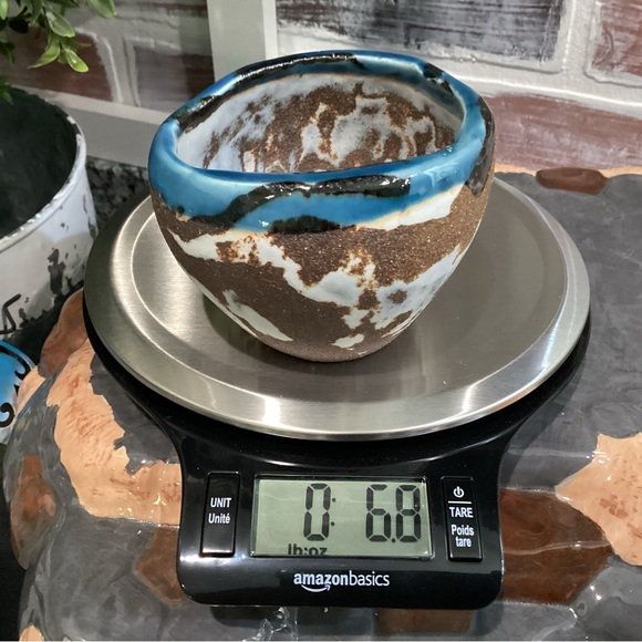🔵 Handmade Ceramic / Pottery Crafted Bowl - Pretty Blues, Browns, White & Black - Picture 11 of 11